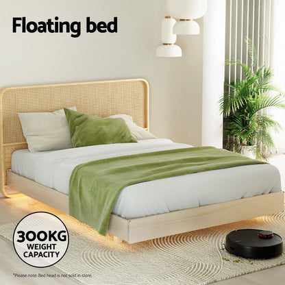 Artiss Bed Frame Queen Size Floating Wooden Mattress Base Platform Timber ODIN