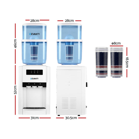 Devanti Water Cooler Dispenser Bench Top 22L w/2 Filter