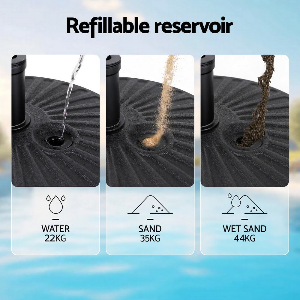 Instahut Outdoor Umbrella Base Weight Round Plastic Pole Holder 30-48mm Beach