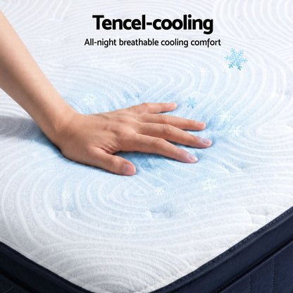 RoomSense Double Mattress, 34cm Thick Medium Soft Hybrid Mattress for Back Pain Relief, Tencel Cooling Pocket Spring Mattress Double Size in a Box