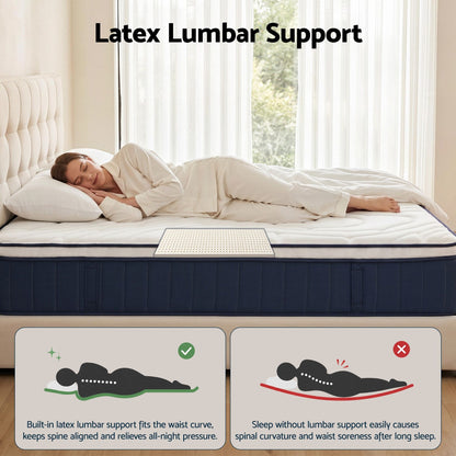 RoomSense King Single Mattress , 30cm Medium Firm Hybrid Mattress with Latex Lumbar Support for Back Pain Relief , Pocket Spring Mattress King Single Size in a Box