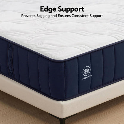 RoomSense Double Mattress, 26cm Orthopedic Firm Mattress for Back Pain Relief, Pocket Spring Hybrid Mattress Double Size for Home & Rental