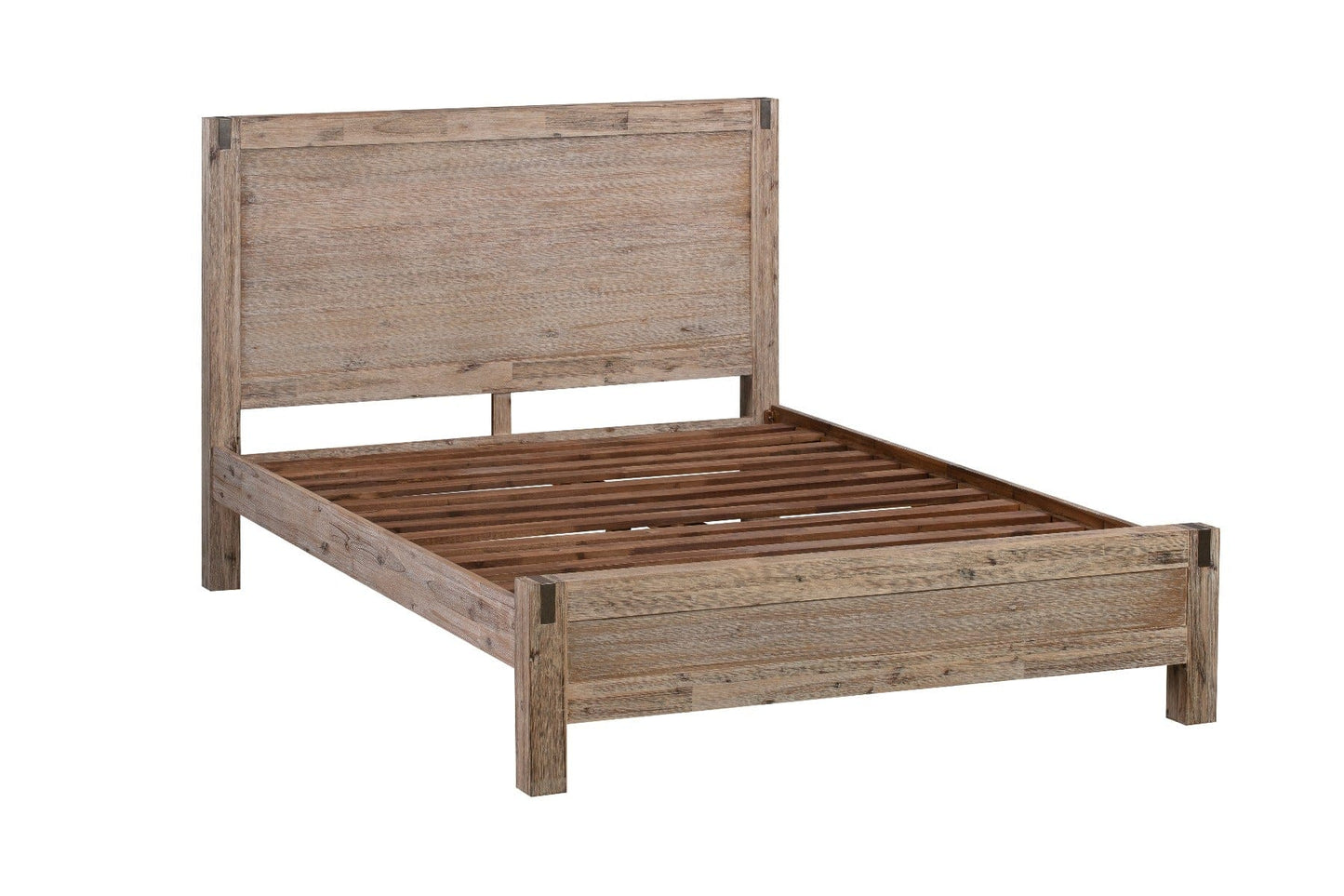 Queen size Bed Frame in Solid Acacia Veneered Medium High Headboard in Oak