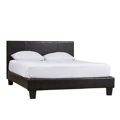 Queen Size Leatheratte Bed Frame in Black Colour with Metal Joint Slat Base