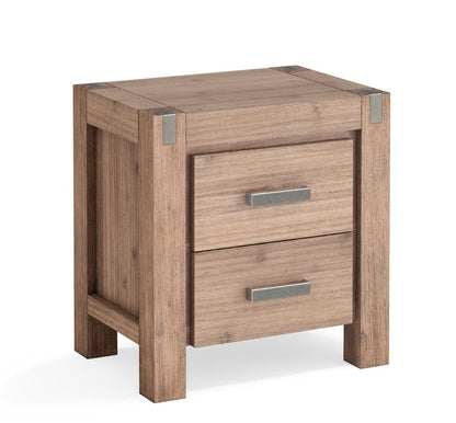 Bedside Table 2 drawers Night Stand Solid Wood Acacia Oak Colour