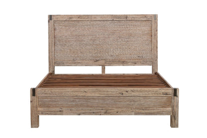 Queen size Bed Frame in Solid Acacia Veneered Medium High Headboard in Oak