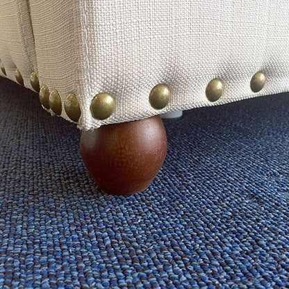Bed Frame Queen Size in Beige Fabric Upholstered French Provincial High Bedhead