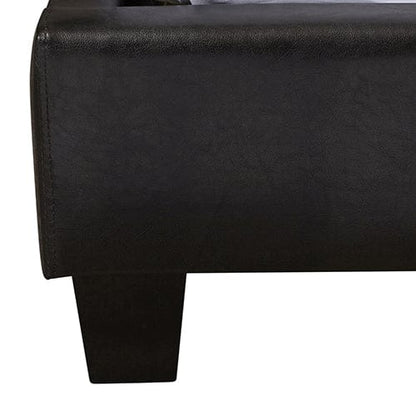 Queen Size Leatheratte Bed Frame in Black Colour with Metal Joint Slat Base