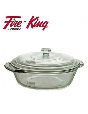 Anchor Hocking "Fire King" 2 lt Glass Casserole with lid - LifeStylz