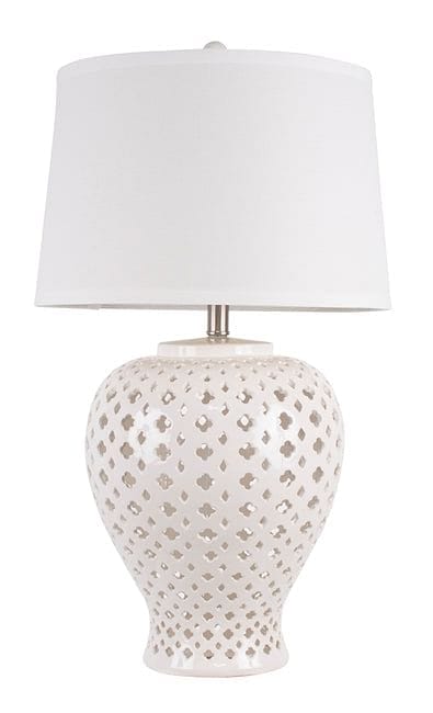 Lattice Tall Antique White Table Lamp