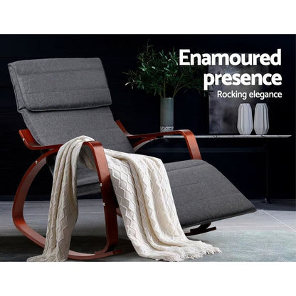 Artiss Rocking Armchair Footrest Nursing Charcoal Afton