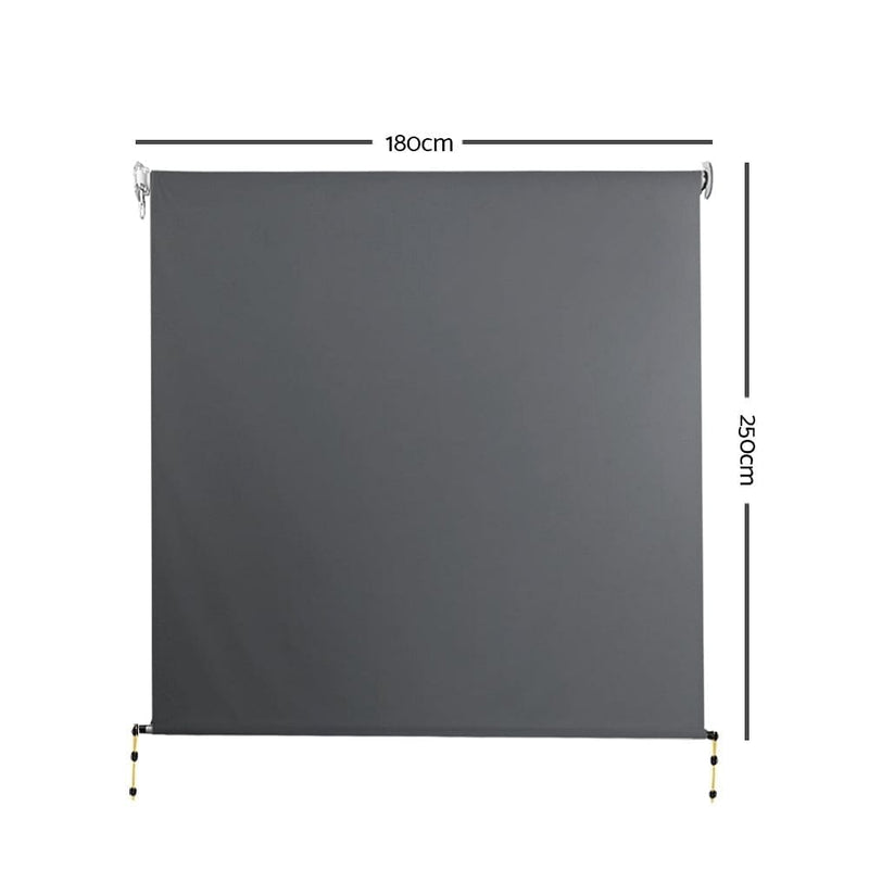 Instahut 1.8m x 2.5m Retractable Roll Down Awning - Grey