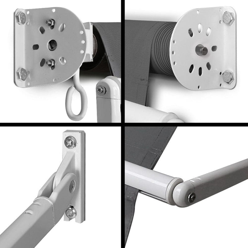 Instahut 1.5m x 2.1m Retractable Fixed Pivot Arm Awning - Grey