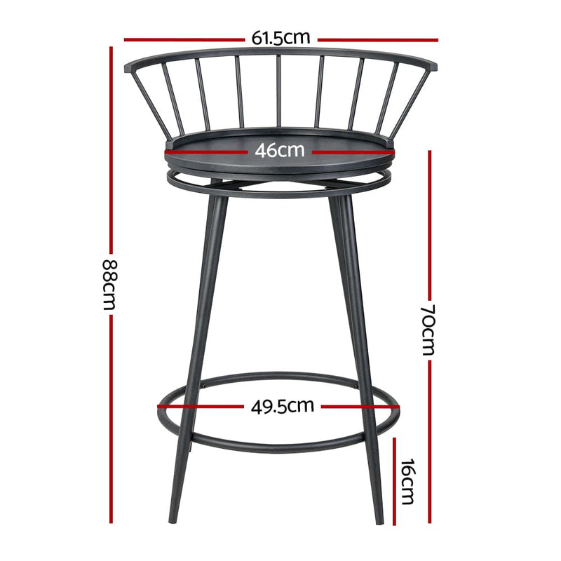 Artiss 2x Bar Stools Swivel Metal Chairs