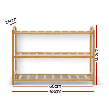 Artiss Shoe Rack Bamboo Shoe Storage 3-tier 9 Pairs