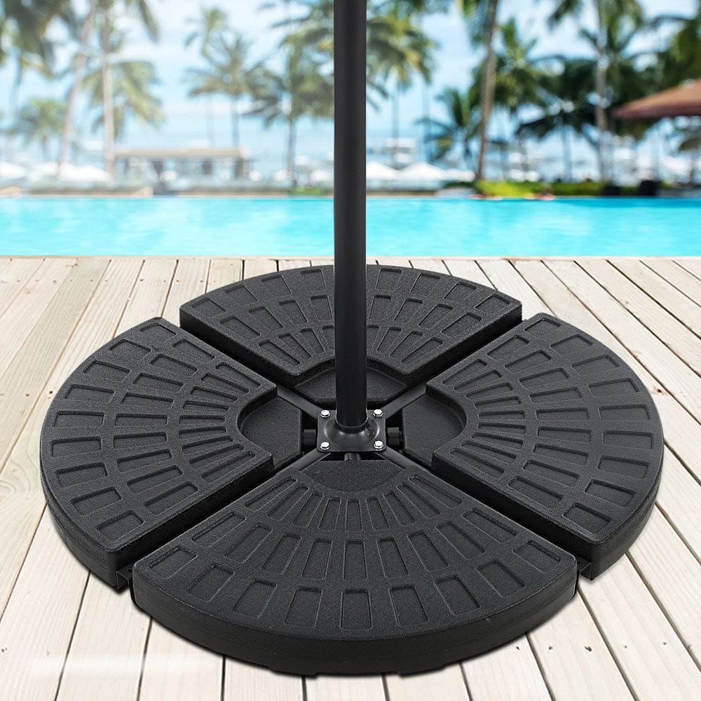Instahut 48cm Outdoor Umbrella Base Stand 4 Plates Pod Cantilever