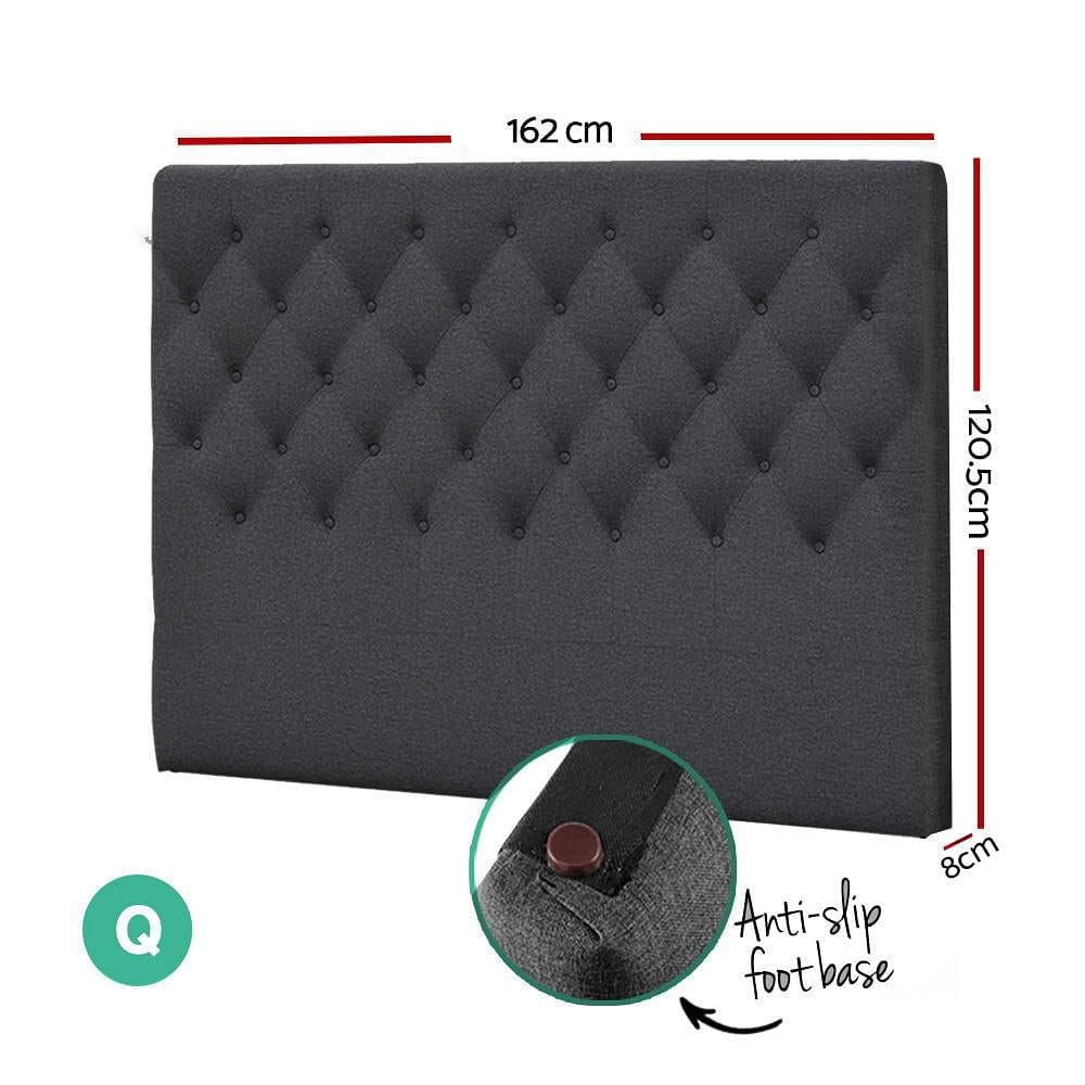 Artiss Bed Head Headboard Queen Size Fabric - CAPPI Charcoal