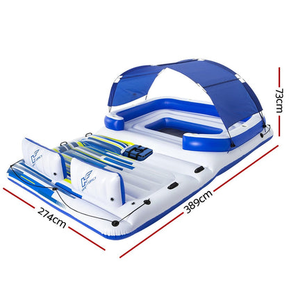 Bestway Pool Float Island Inflatable Lounge 6-person Seat Canopy