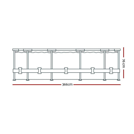 Bestway Swimming Pool 366x76cm Steel Frame Round Above Ground Pools w/ Filter Pump 6473L