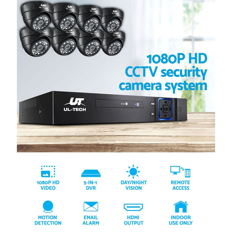 UL-tech CCTV Security System 8CH DVR 8 Cameras 1TB Hard Drive