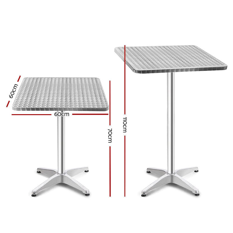Gardeon 4pcs Outdoor Bar Table Furniture Adjustable Aluminium Square Cafe Table