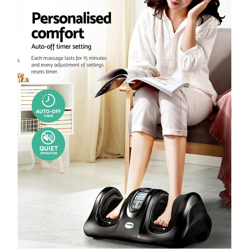 Livemor Foot Massager Shiatsu Massagers Electric Remote Roller Kneading Black