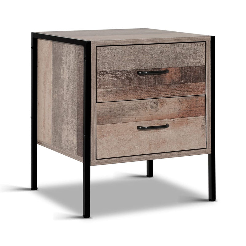 Artiss Bedside Table 2 Drawers - BARNLY