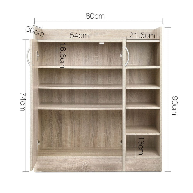 Artiss 2 Doors Shoe Cabinet Storage Cupboard - Wood