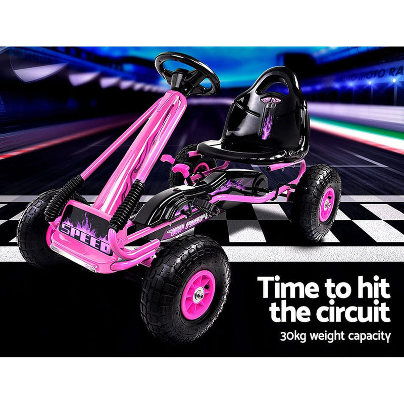 Rigo Kids Pedal Go Kart Ride On Toys Racing Car Rubber Tyre Pink