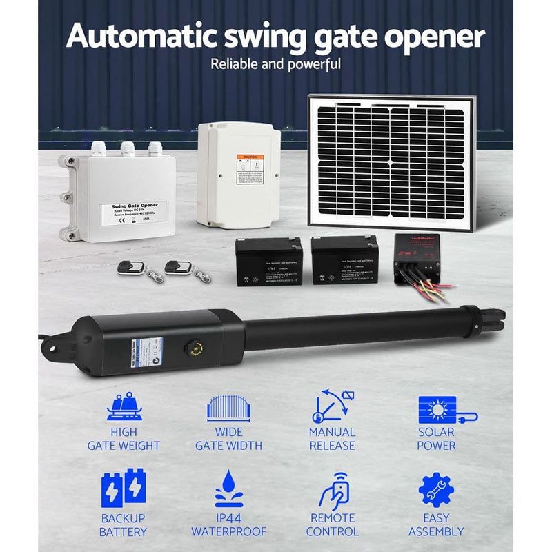 LockMaster Swing Gate Opener Automatic Full Solar Power 10W 600KG
