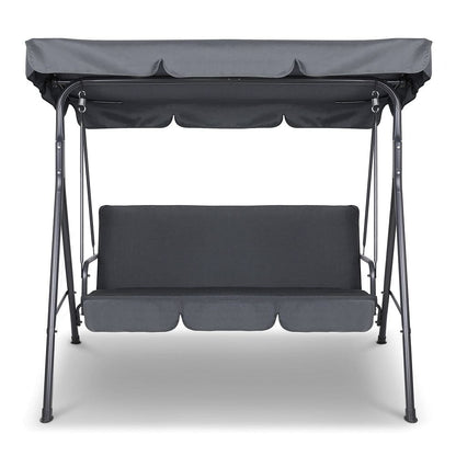 Gardeon Outdoor Swing Chair Garden Chair Bench Furniture Canopy 3 Seater Grey