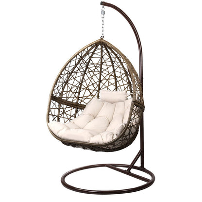 Gardeon Outdoor Egg Swing Chair Wicker Rattan Furniture Pod Stand Cushion Latte