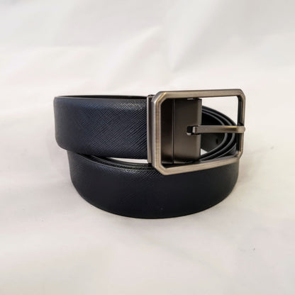 Noah - 2 way - Jet Black & Textured Black Leather Belt
