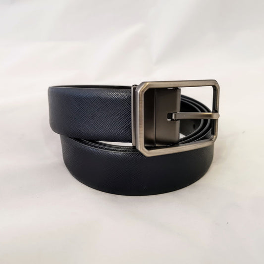 Noah - 2 way - Jet Black & Textured Black Leather Belt