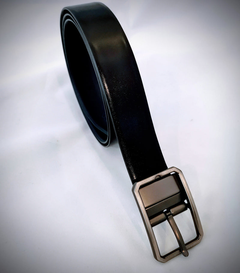 Noah - 2 way - Jet Black & Textured Black Leather Belt