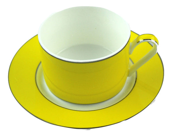 Artqiue Set of 2 - Lemon / Tangarine Coloured Cup & Saucer