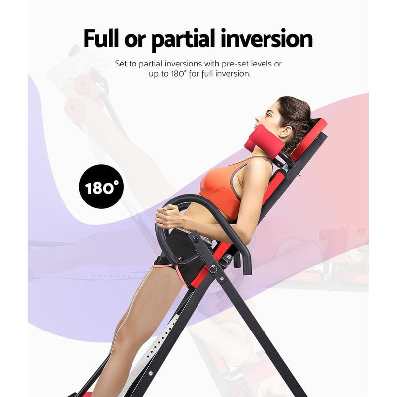 Everfit Inversion Table Gravity Exercise Inverter Back Stretcher Home Gym Red
