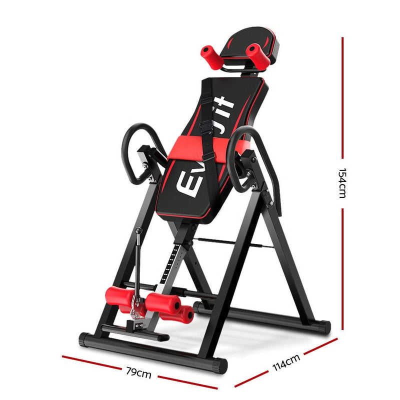 Everfit Inversion Table Gravity Exercise Inverter Back Stretcher Home Gym Black