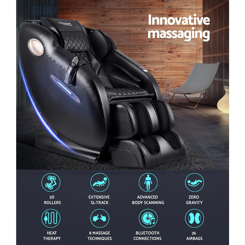 Livemor Massage Chair Electric Recliner Massager Black Ozeni