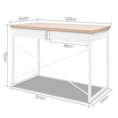 Artiss Computer Desk Drawer Storage Oak 100CM