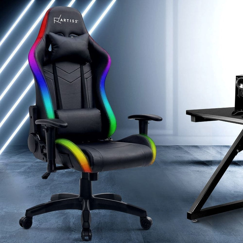 Artiss Gaming Office Chair RGB LED Lights Computer Desk Chair Home Work Chairs