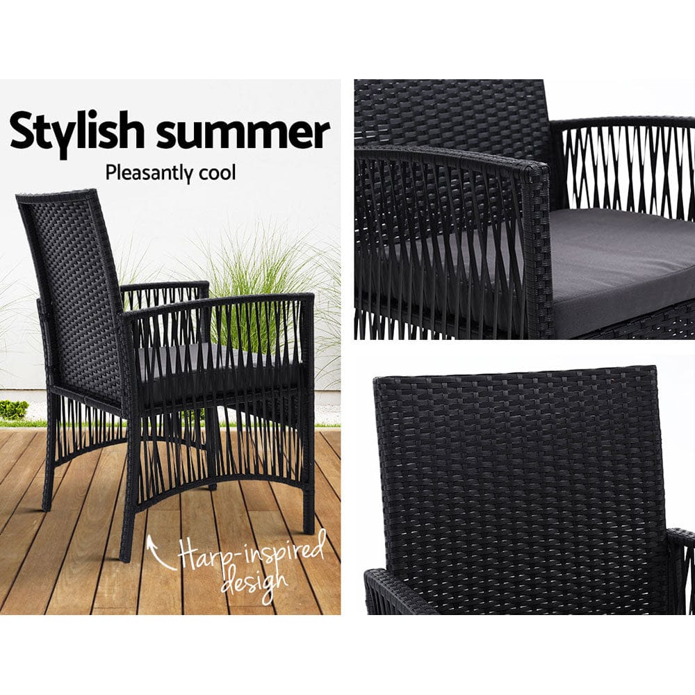 Gardeon 2PC Outdoor Dining Chairs Patio Furniture Wicker Lounge Chair Garden