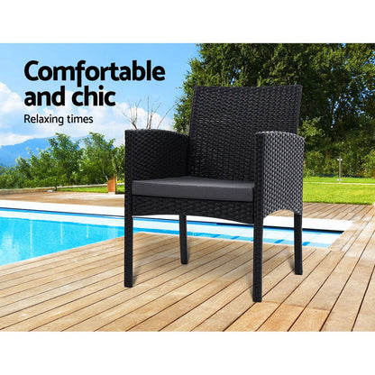 Gardeon 2PC Outdoor Dining Chairs Patio Furniture Rattan Lounge Chair XL Ezra