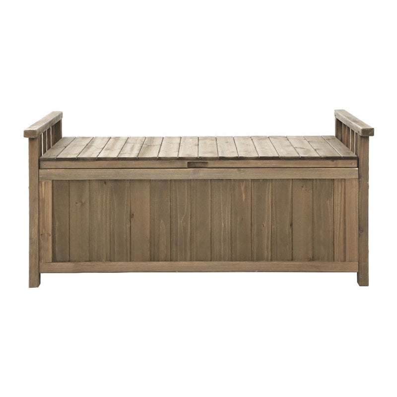 Gardeon Outdoor Storage Bench Box Wooden Garden Toy Tool Sheds Patio Furniture Brown