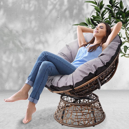 Gardeon Outdoor Chairs Outdoor Furniture Papasan Chair Wicker Patio Garden Brown