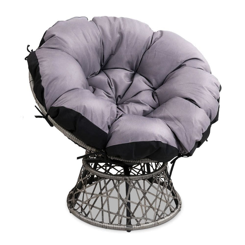 Gardeon Outdoor Chairs Outdoor Furniture Papasan Chair Wicker Patio Garden Grey