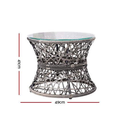 Gardeon Outdoor Lounge Setting Furniture Wicker Papasan Chairs Table Patio Grey