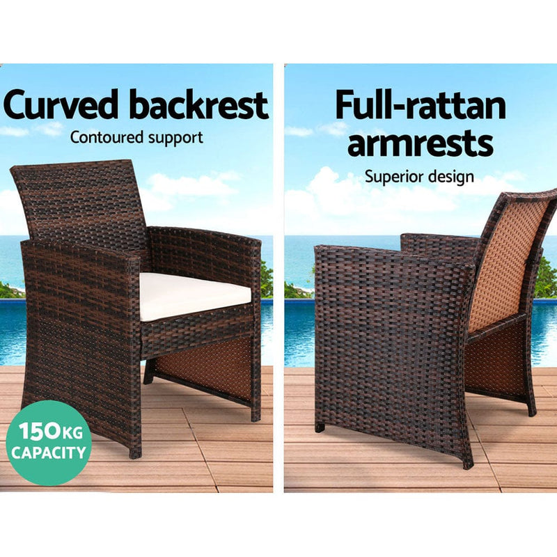 Gardeon 4 PCS Outdoor Lounge Setting Wicker Sofa Set Brown Storage Cover