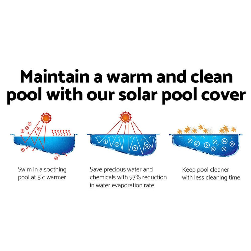 Aquabuddy Pool Cover 500 Micron 11x4.8m Swimming Pool Solar Blanket Blue Silver