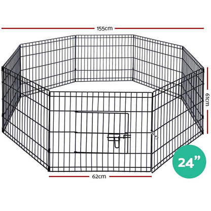 i.Pet 24" 8 Panel Dog Playpen Pet Fence Exercise Cage Enclosure Play Pen